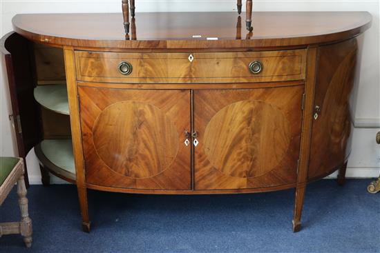 An Edwardian Regency style demi lune cabinet W.168cm